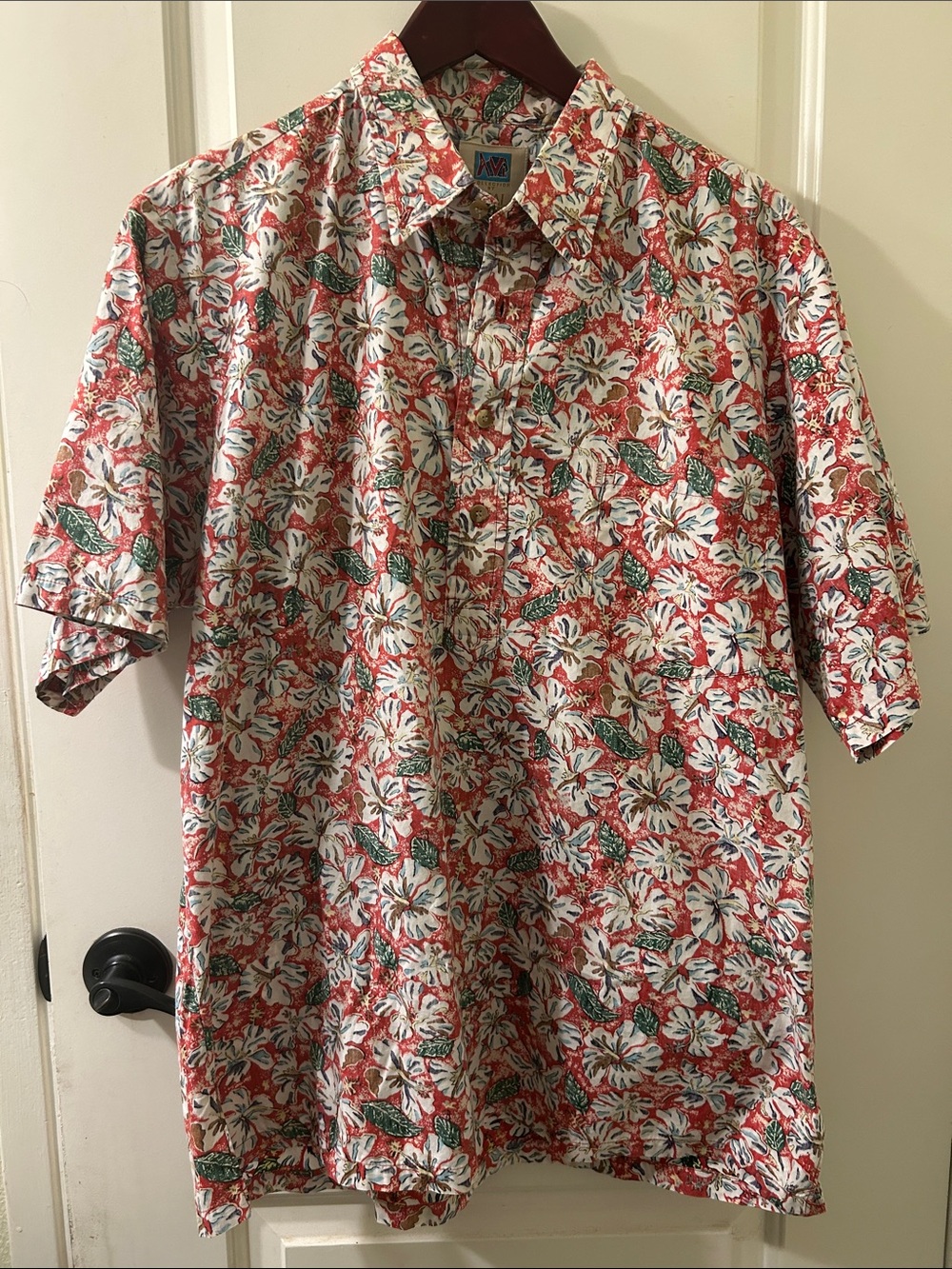 KAHALA Avi Collection Hibiscus Print Aloha Shirt, Sz L